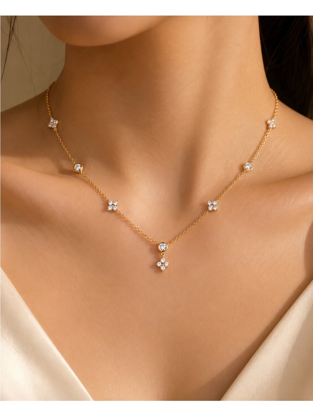 S925 Moissanite Necklace - Elegant Women's Jewelry (silver and gold)